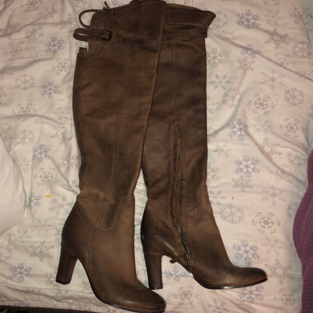 Sam Edelman Thigh High Brown Leather Boots